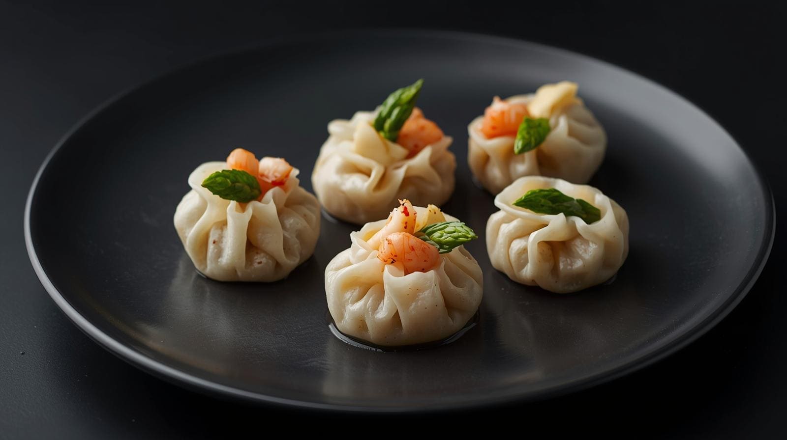 Gyoza with shrimp and asparagus